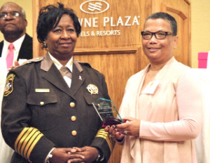 Sheriff Vanessa R. Crawford receiving ‘Lifetime Career Achievement’ award from VCA President Donna Lawrence